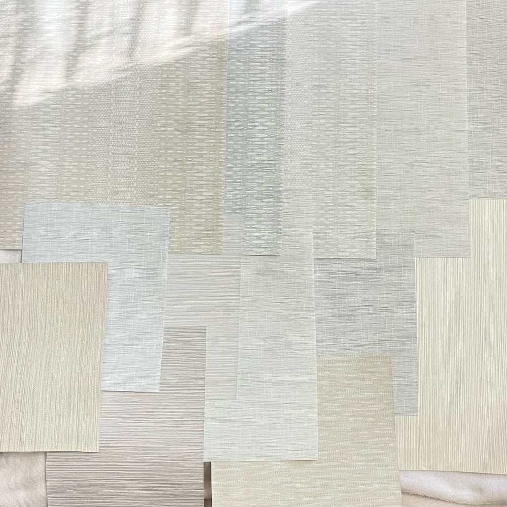 13 Assorted Wallpaper Sample Sheets in Neutral Colors & Similar Textured Pattern